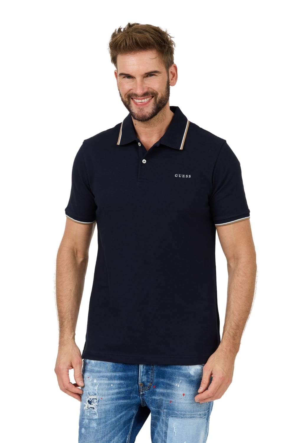 GUESS Granatowe polo Lyle