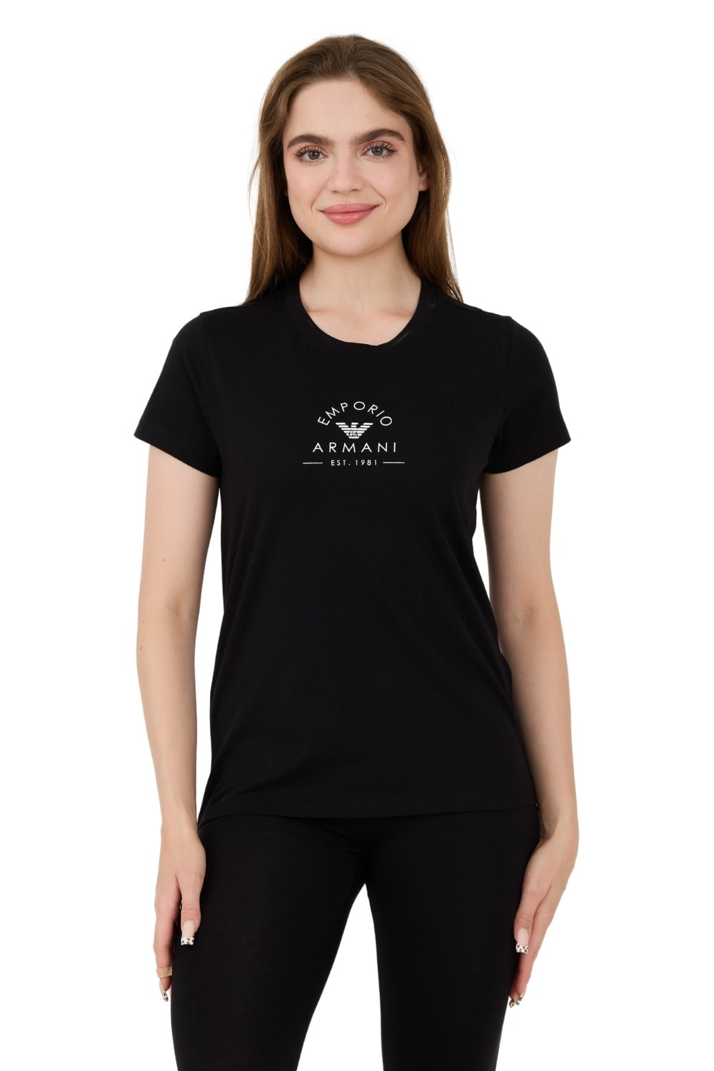 EMPORIO ARMANI Czarny t-shirt Uni Logo Printe