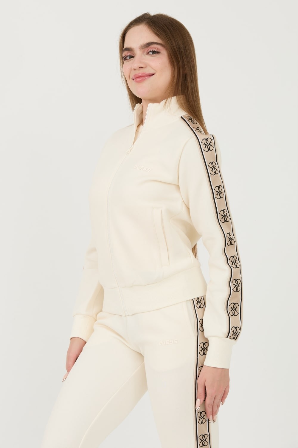 GUESS Beżowa bluza Britney Full Zip