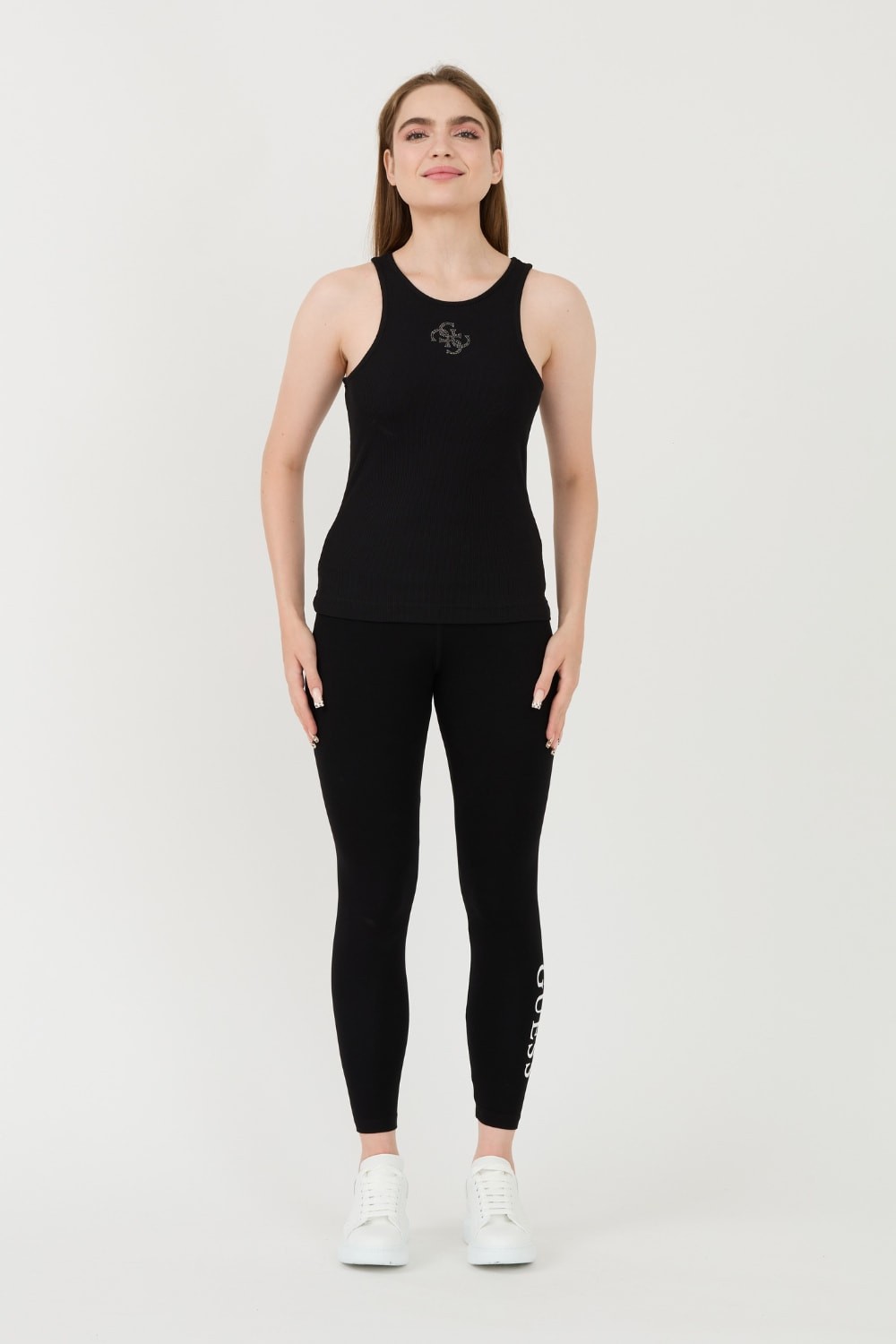 GUESS Czarny top Round Nk Guendalina