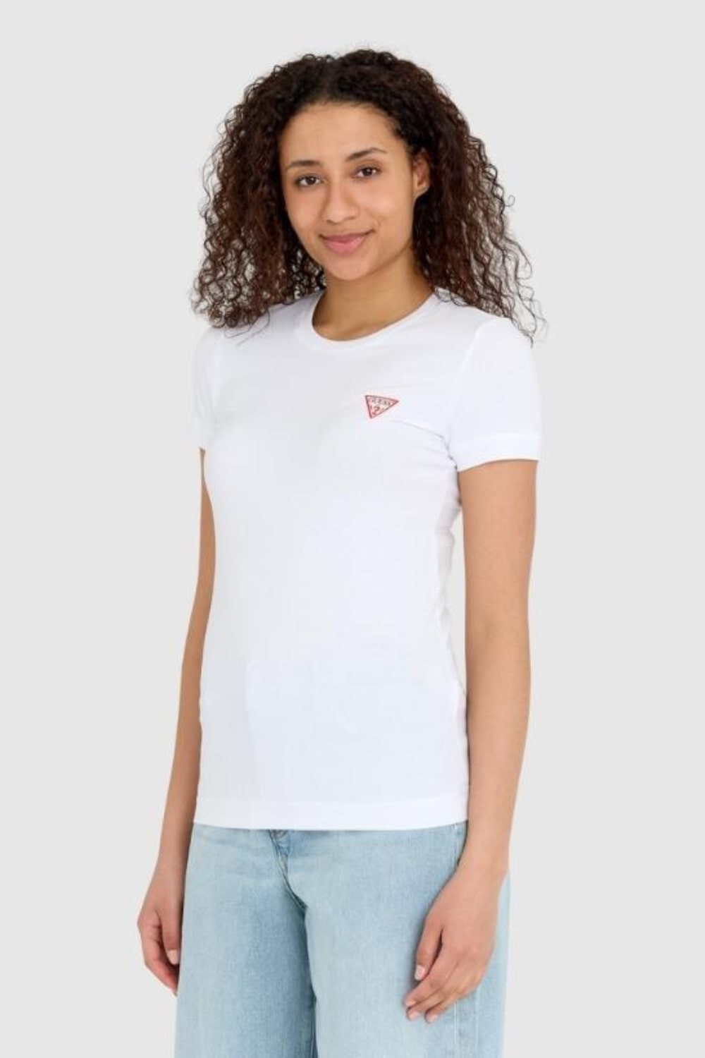 GUESS Biały t-shirt Mini Triangle Tee
