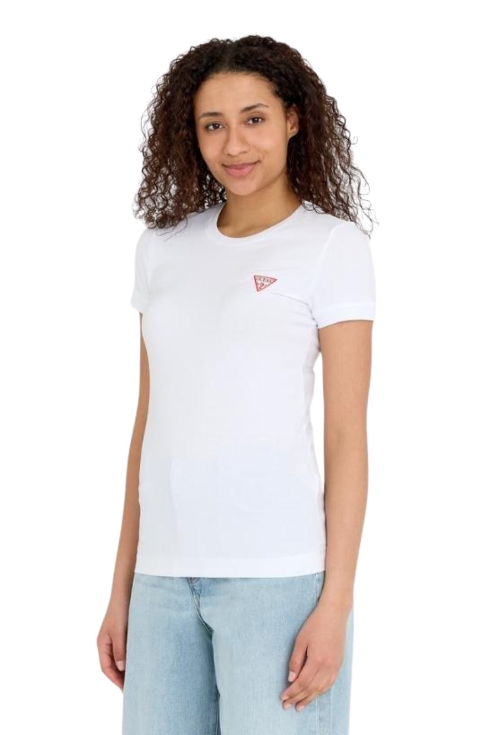 GUESS Biały t-shirt Mini Triangle Tee