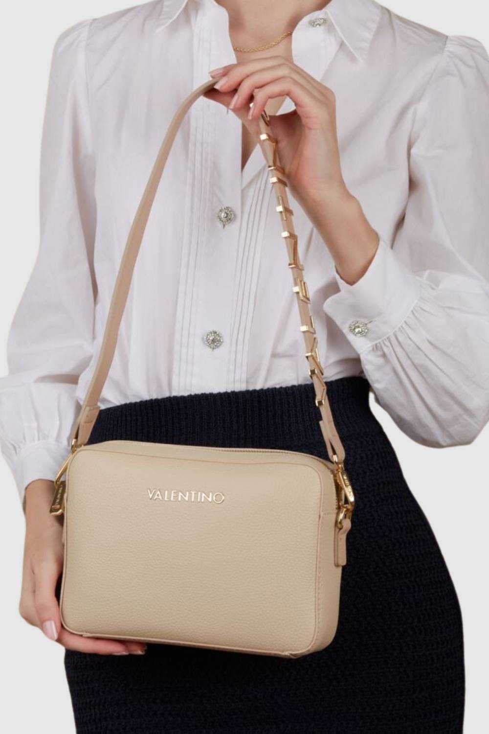 VALENTINO Ecru torebka Alexia Camera Bag