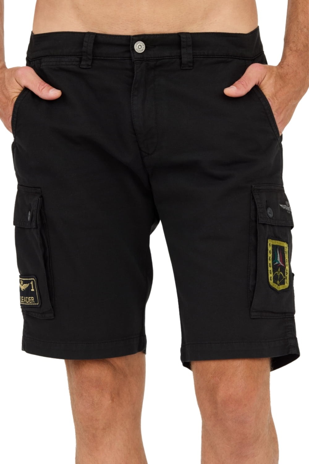 AERONAUTICA MILLITARE Czarne bermudy Frecce Tricolori