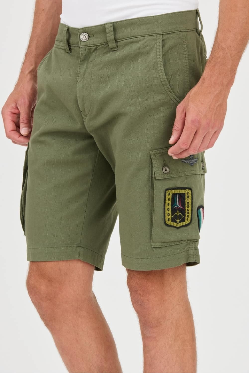 AERONAUTICA MILLITARE Zielone bermudy Frecce Tricolori