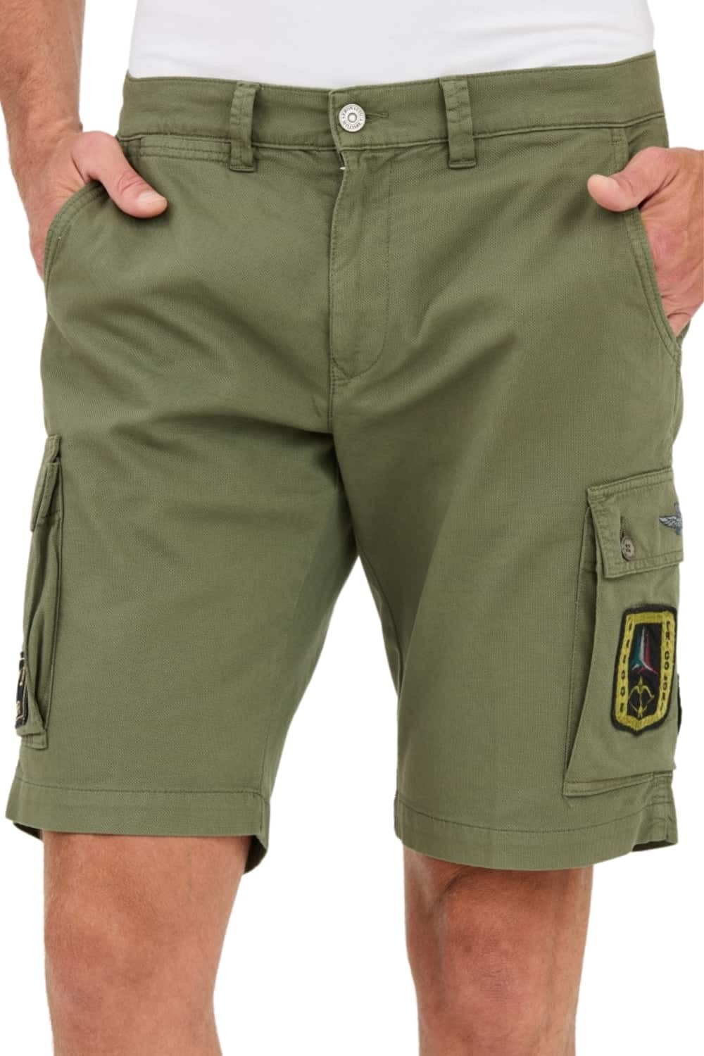 AERONAUTICA MILLITARE Zielone bermudy Frecce Tricolori