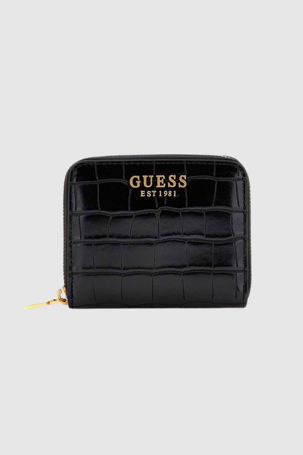 GUESS Mały czarny portfel Laurel SLG Small Zip Around