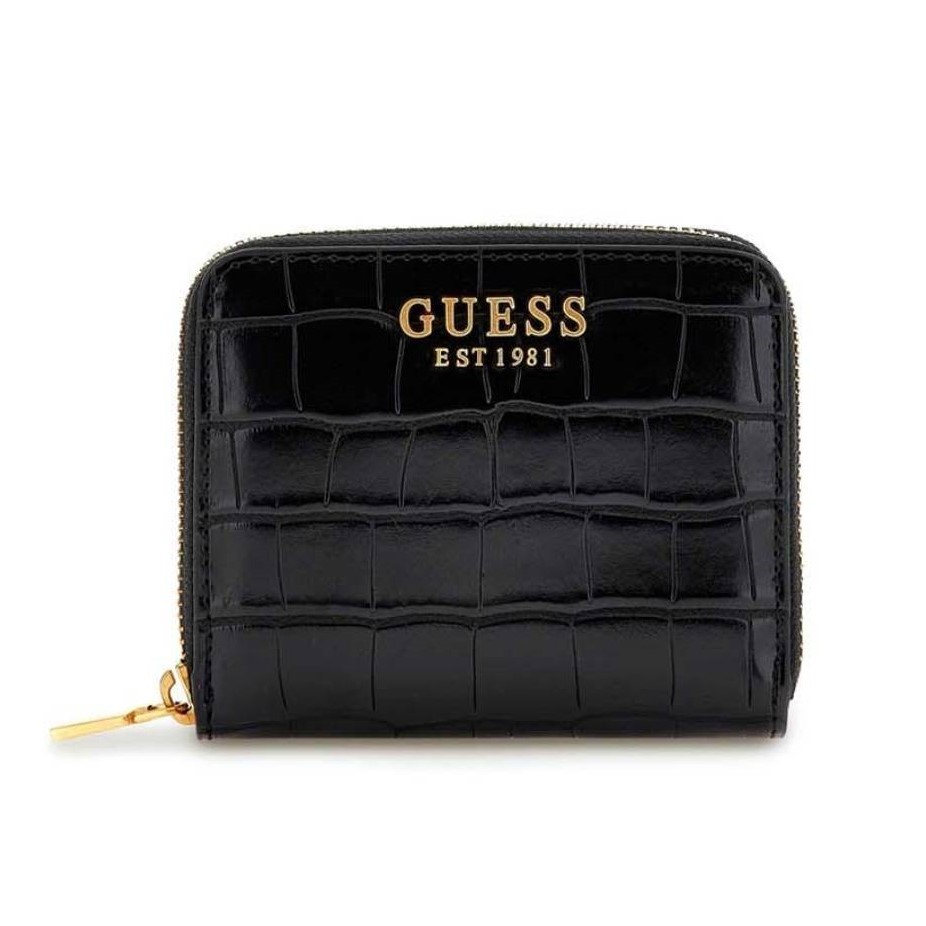 GUESS Mały czarny portfel Laurel SLG Small Zip Around