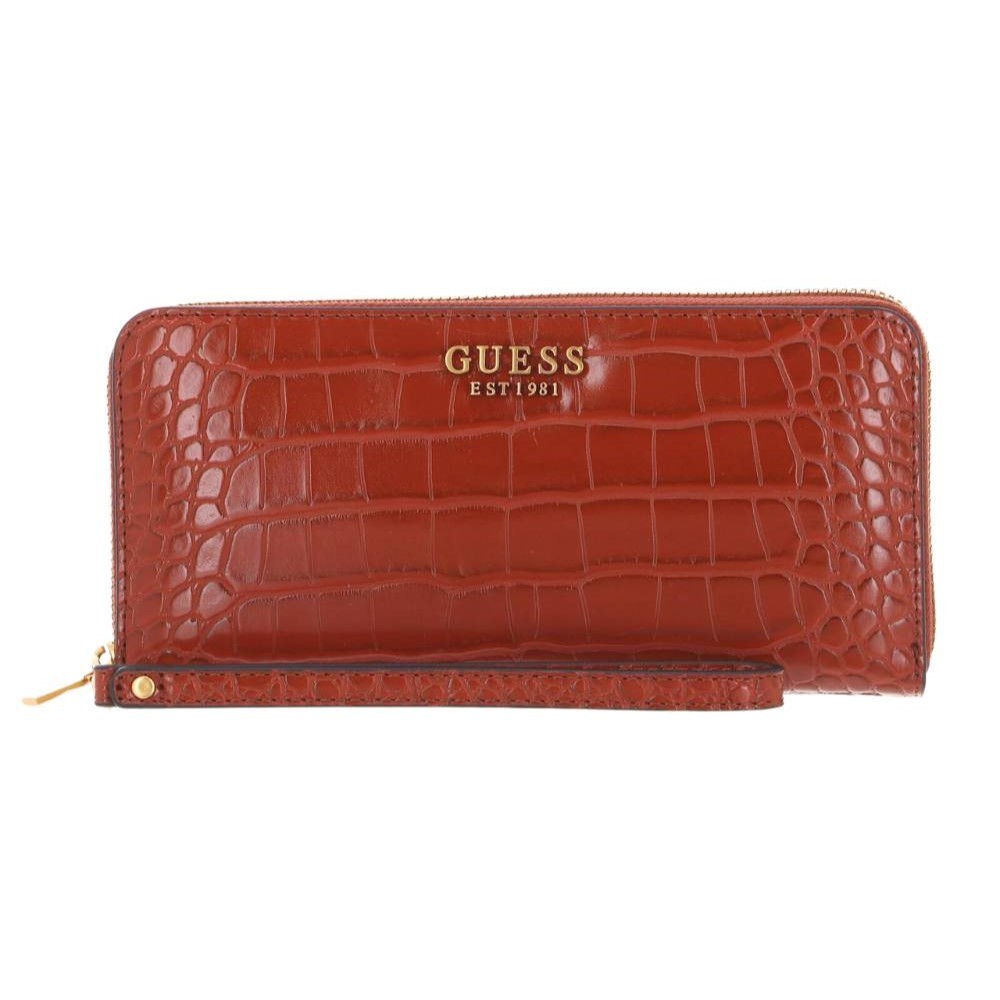 GUESS Brązowy portfel Laurel SLG Large Zip Around