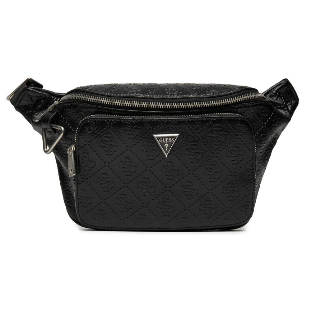 GUESS Duża logowana czarna torba Milano Maxi Bumbag