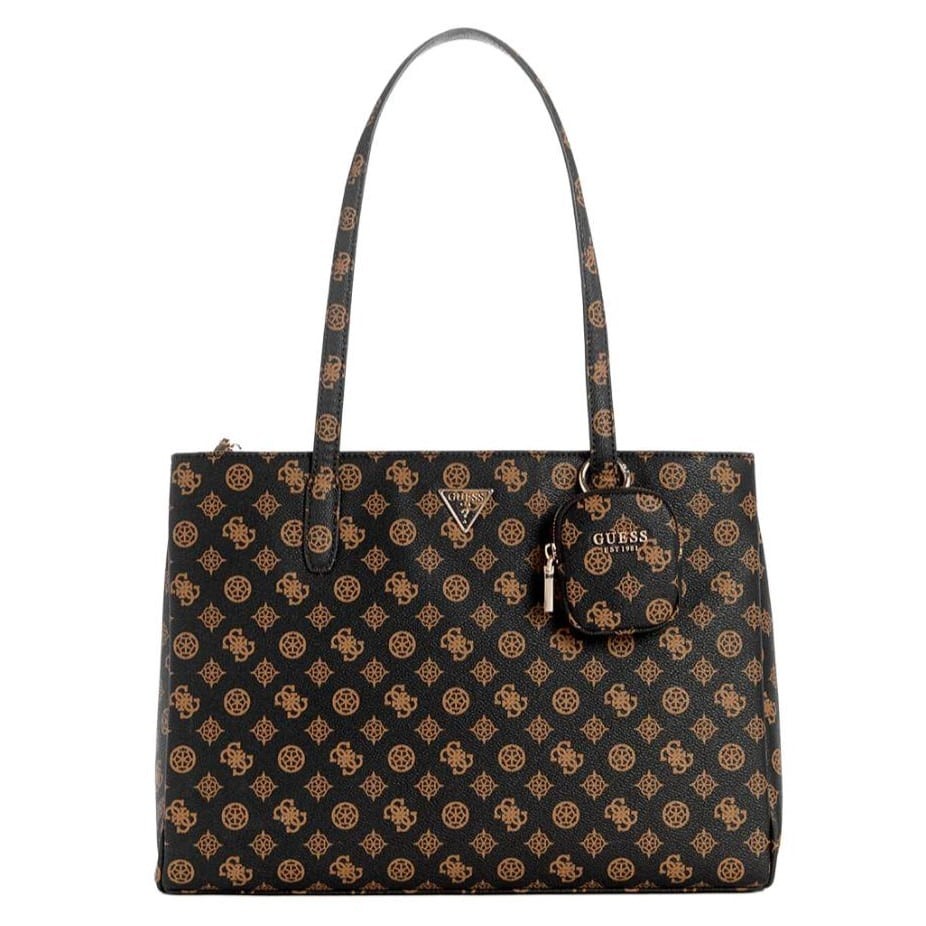 GUESS Brązowa logowana shopperka Power Play Tech Tote