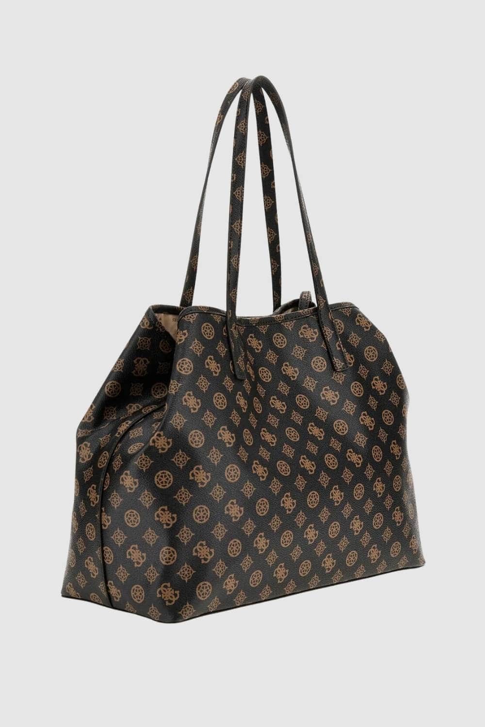 GUESS Duża brązowa logowana torebka 2 w 1 Vikky II