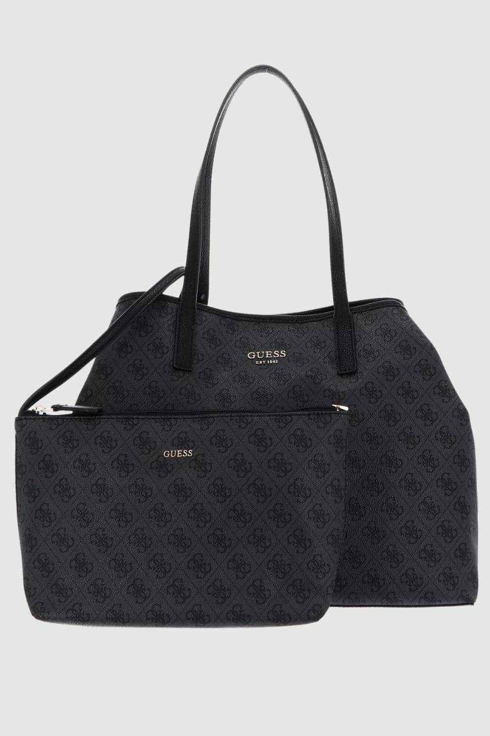 GUESS Duża szara logowana torebka 2 w 1 Vikky II