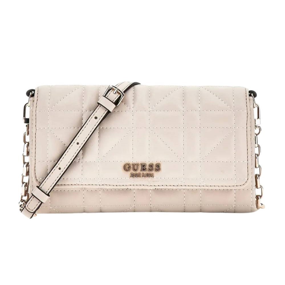 GUESS Бежева сумочка з функцією гаманця Assia Mini