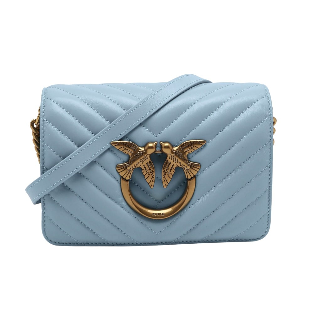 PINKO Błękitna torebka Love Click Mini Sheep Nappa