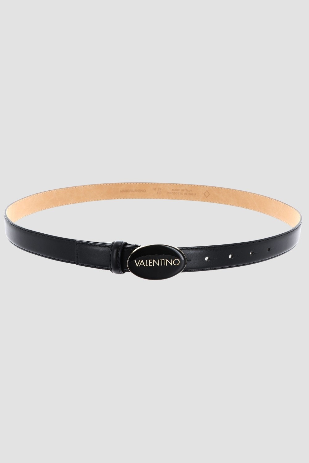 VALENTINO Czarny pasek Block Plaque Buckle Belt