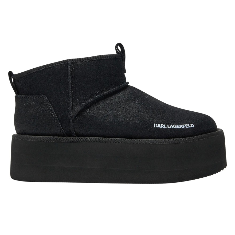 KARL LAGERFELD Czarne botki zamszowe THERMO Lo Slip On Boot
